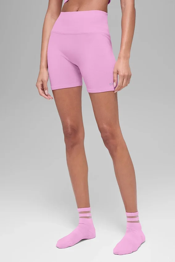 Shorts « Favorite » à côtes sans coutures 5" - Rose « Candy Heart »