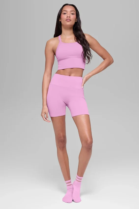 Shorts « Favorite » à côtes sans coutures 5" - Rose « Candy Heart »