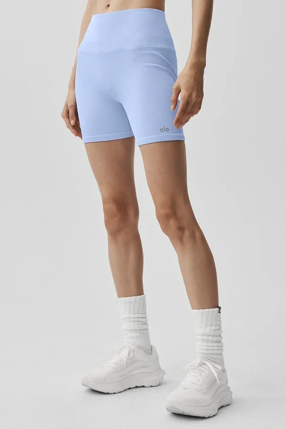 Shorts « Favorite » en tissu côtelé sans coutures 5" - Bleu Provence clair