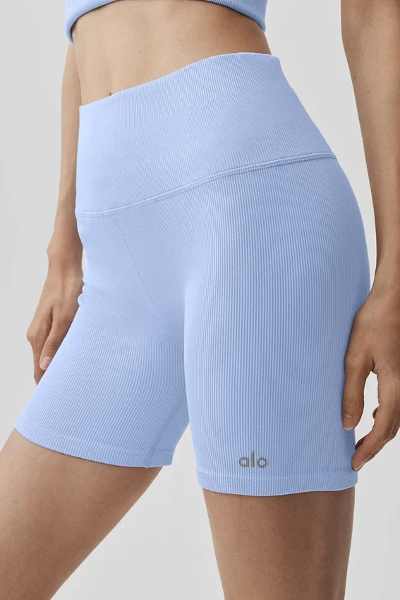 Shorts « Favorite » en tissu côtelé sans coutures 5" - Bleu Provence clair
