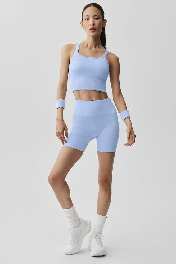 Shorts « Favorite » en tissu côtelé sans coutures 5" - Bleu Provence clair