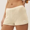 Shorts Heatwave en soie et cachemire à taille mi-haute – Beige sable
