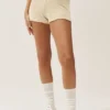 Shorts Heatwave en soie et cachemire à taille mi-haute – Beige sable
