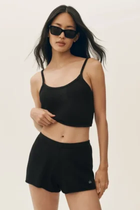 Shorts Heatwave taille mi-haute en soie et cachemire - Noir