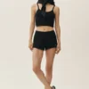 Shorts Heatwave taille mi-haute en soie et cachemire - Noir