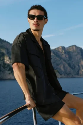 Shorts Horizon en satin 7" - Noir