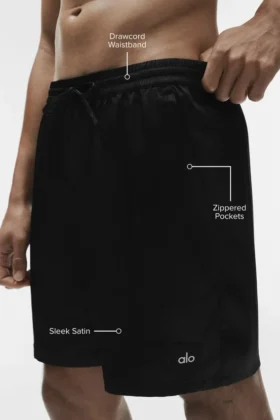 Shorts Horizon en satin 7″ – Noir