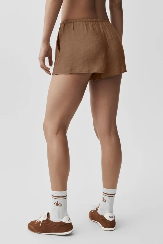 Shorts mi-transparents Golden Hour à taille mi-haute - Brun « Sun Kissed »