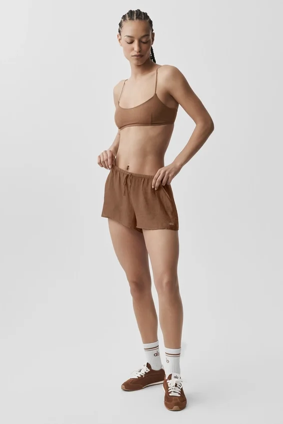 Shorts mi-transparents Golden Hour à taille mi-haute - Brun « Sun Kissed »