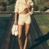 Shorts Noble en laine et cachemire à côtes – Jaune bougie
