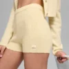 Shorts Noble en laine et cachemire à côtes – Jaune bougie