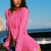 Shorts Noble en laine et cachemire à côtes – Rose paradisiaque