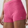 Shorts Noble en laine et cachemire à côtes – Rose paradisiaque