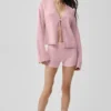 Shorts Noble en laine et cachemire à côtes – Rose vintage