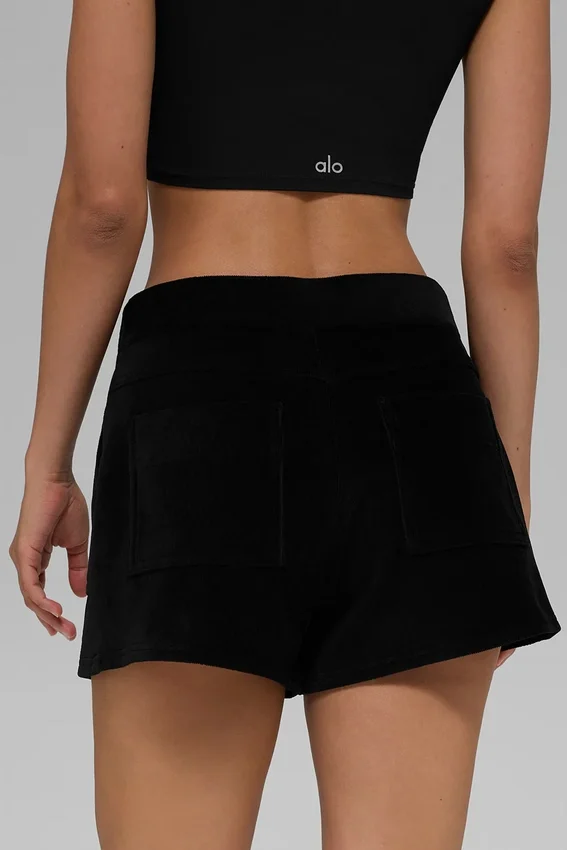 Shorts « On Duty » en micro-velours côtelé – Noir