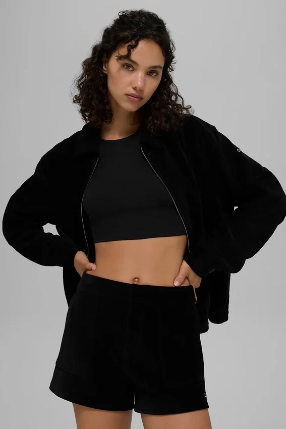 Shorts « On Duty » en micro-velours côtelé – Noir