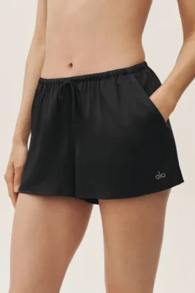 Shorts Radiance en mélange de soie – Noir