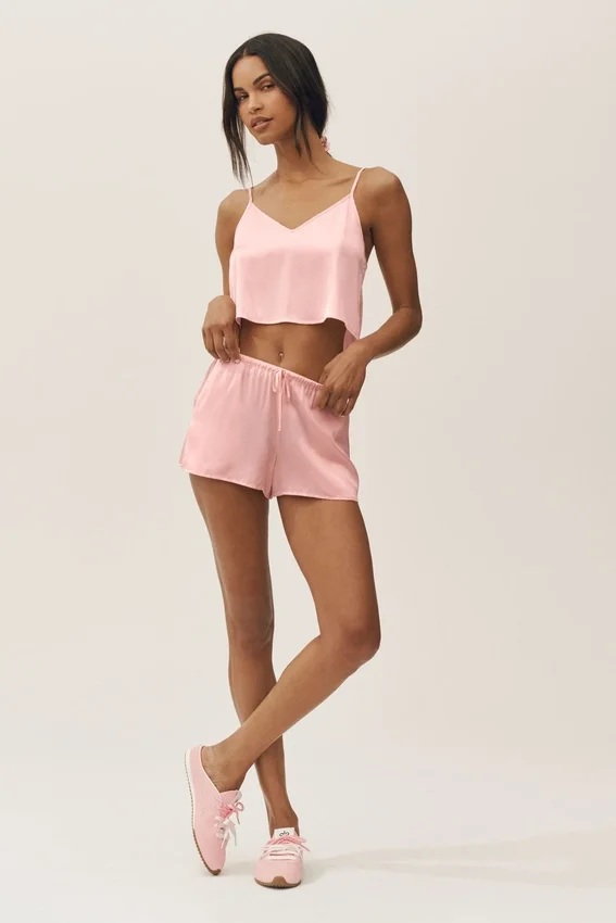 Shorts Radiance en mélange de soie - Rose ensoleillé
