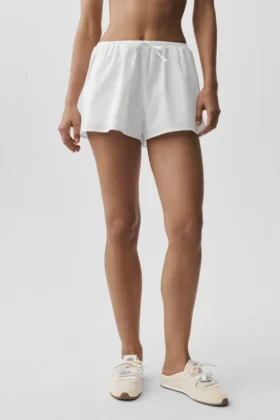 Shorts « Real Deal » en coton High-Waist – Blanc