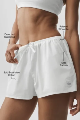 Shorts « Real Deal » en coton High-Waist – Blanc