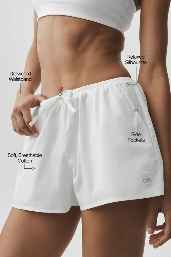Shorts « Real Deal » en coton High-Waist – Blanc