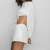Shorts « Real Deal » en coton High-Waist – Blanc