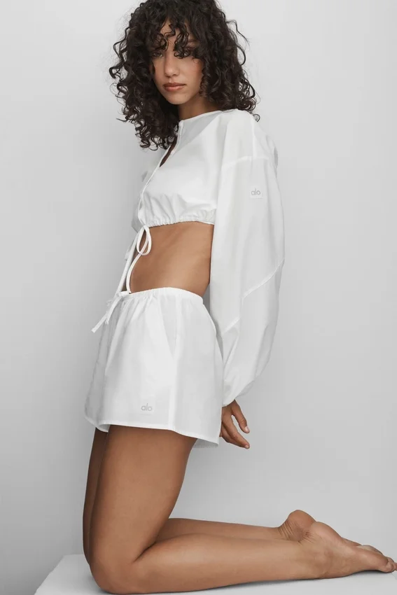 Shorts « Real Deal » en coton High-Waist – Blanc