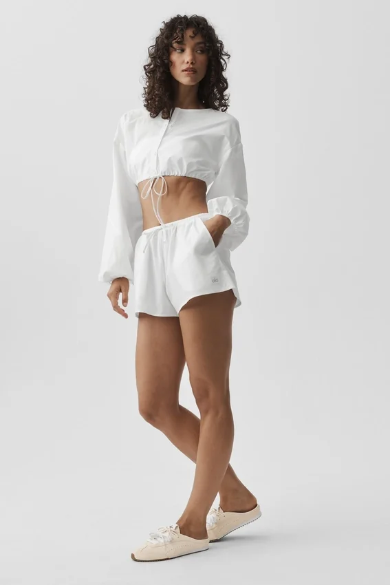 Shorts « Real Deal » en coton High-Waist – Blanc