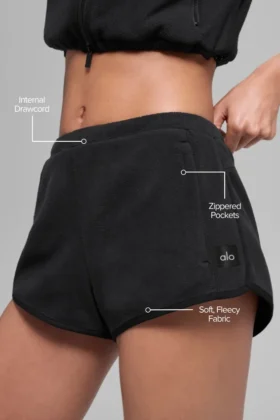 Shorts Retreat en polaire – Noir