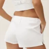 Shorts Riviera taille basse en mélange de lin - Blanc