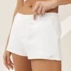 Shorts Riviera taille basse en mélange de lin - Blanc