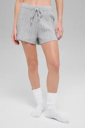 Shorts « Winter Bliss » en maille torsadée - Gris chiné athlétique
