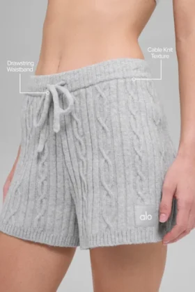 Shorts « Winter Bliss » en maille torsadée – Gris chiné athlétique