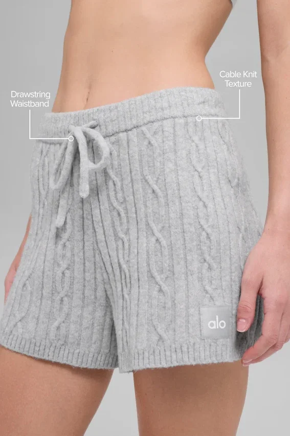Shorts « Winter Bliss » en maille torsadée - Gris chiné athlétique