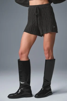 Shorts Winter Bliss à mailles torsadées - Gris chiné foncé