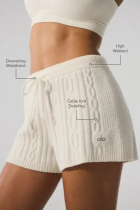 Shorts Winter Bliss à mailles torsadées – Ivoire