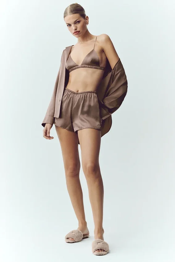 Silk Luminous Shorts - Alpine Cocoa