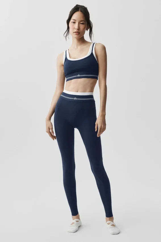 High-Waist Airbrush 7/8 « Better Together » - Bleu marine/Blanc
