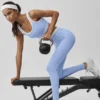 High-Waist Airbrush 7/8 « Better Together » - Bleu Provence clair/