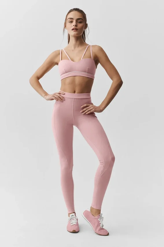High-Waist Airbrush Fast Track Legging - Rose vintage/Blanc