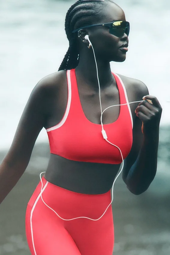 Soutien-gorge Airlift Super Sleek Contrast - Rouge bonbon/Blanc