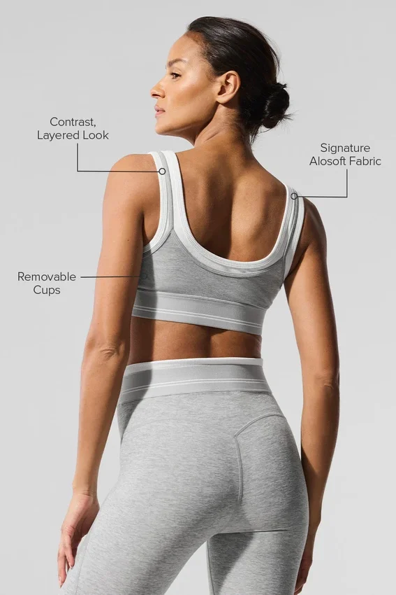 Soutien-gorge Alosoft « Better Together » - Gris chiné athlétique/Blanc