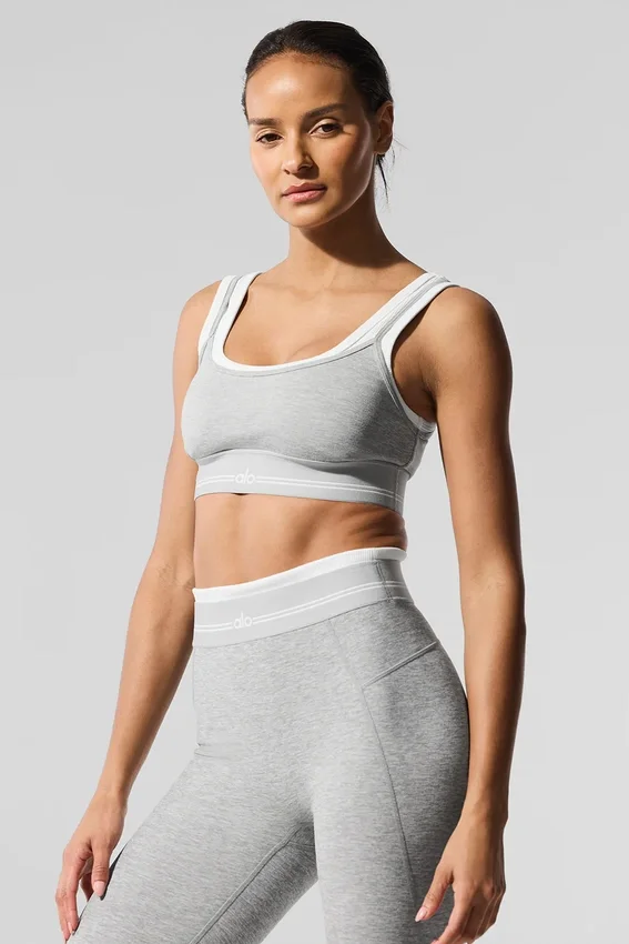 Soutien-gorge Alosoft « Better Together » - Gris chiné athlétique/Blanc