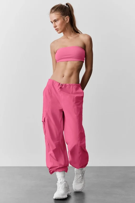 Pantalon cargo Megastar taille basse - Rose paradisiaque