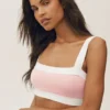 Soutien-gorge « Capri Dream » en coton et cachemire – Rose ensoleillé/Blanc