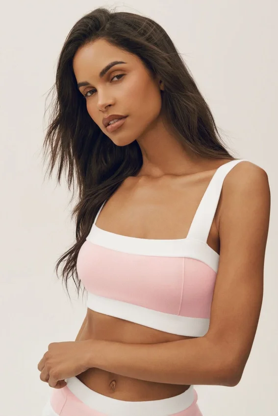 Soutien-gorge « Capri Dream » en coton et cachemire – Rose ensoleillé/Blanc
