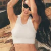 Soutien-gorge à col haut Seamless Delight - Blanc chiné