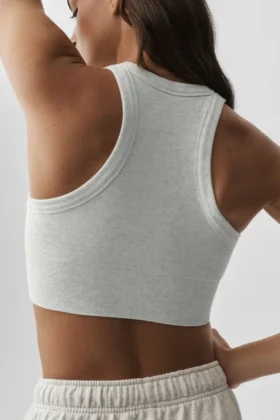 Soutien-gorge à col haut Seamless Delight – Blanc chiné