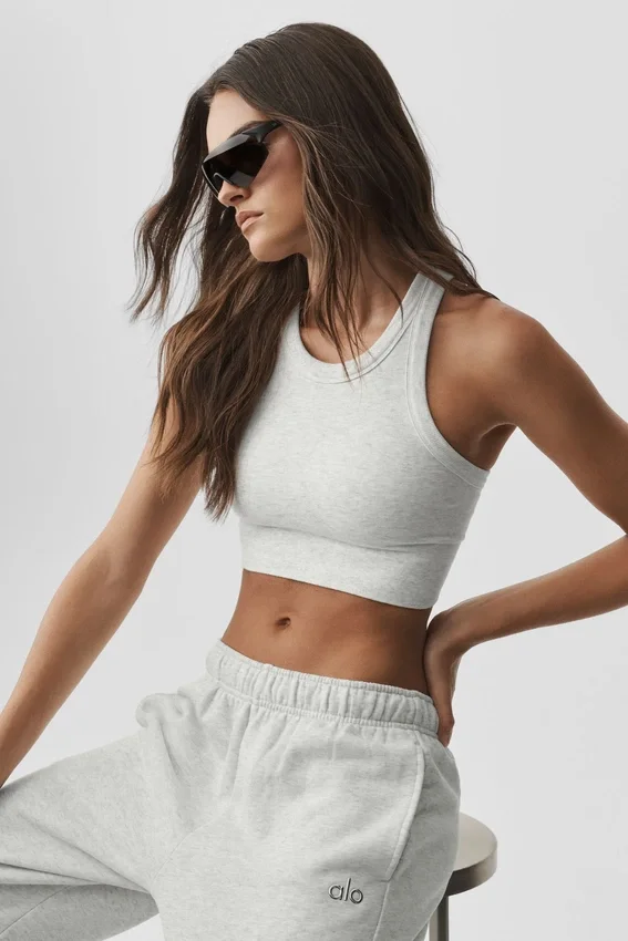 Soutien-gorge à col haut Seamless Delight - Blanc chiné