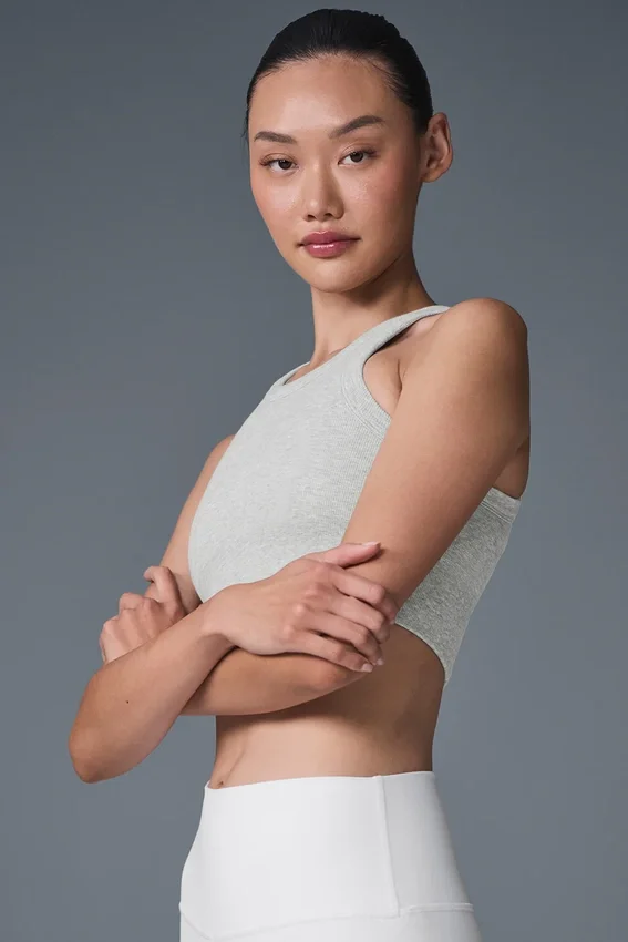 Soutien-gorge à col haut Seamless Delight - Gris chiné athlétique